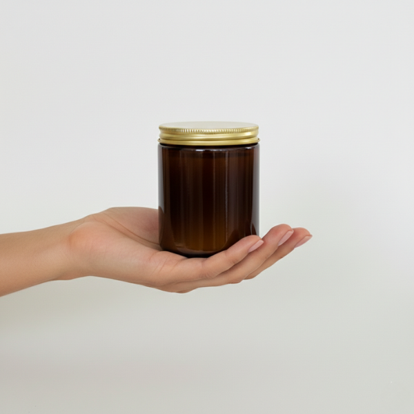 9 oz. Amber Jar, pack of 10, Hand Poured, No Label, 100% Soy Wax Candles